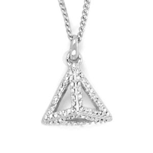 BCBG PAVE TRIANGLE PYRAMID SILVER COLOR NECKLACE